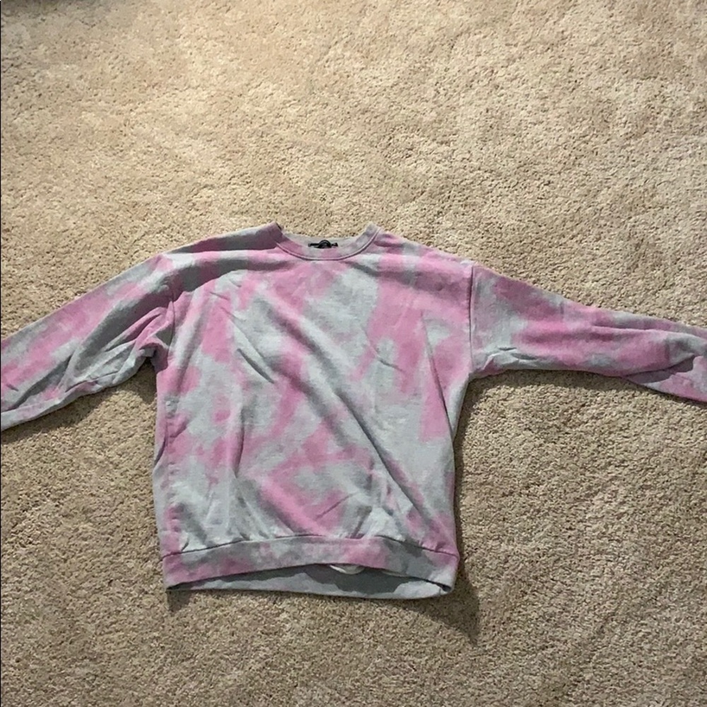 Grey and pink tie dye sweatshirt